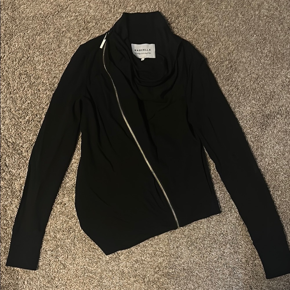 Marcella NYC Asymmetrical Black Zippered Jacket - Picture 7 of 9